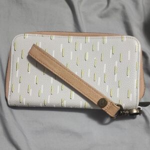 Thirty-One White and Tan Wristlet